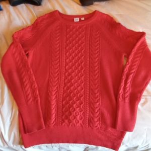GAP Cable Knit Scoop Neck Sweater in Red